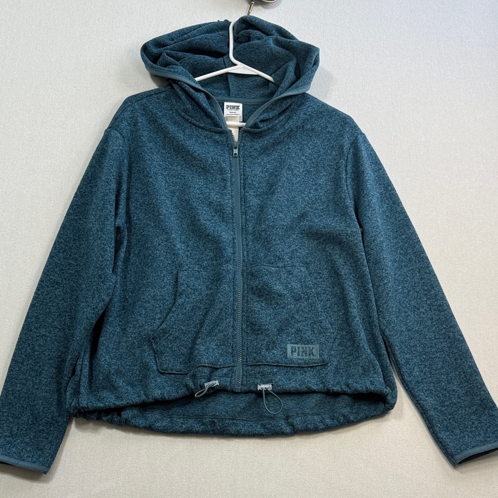 PINK Victoria's Secret Teal Zip-Up Sweater